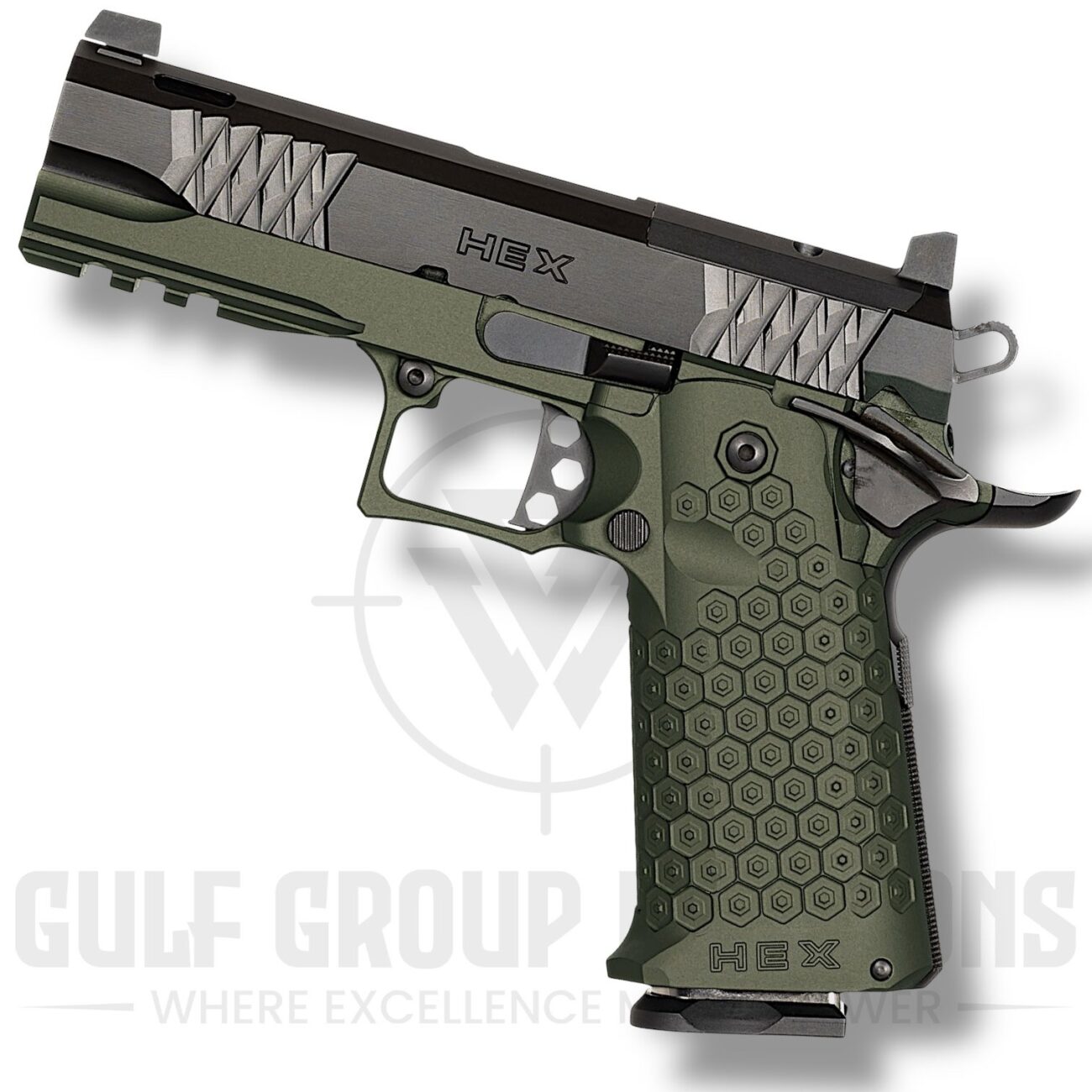 Jacob Grey TCW HEX 4.25" 9MM (OD Green, Rose Gold barrel)